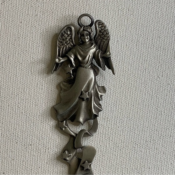 Large Pewter Angel Pendant Ornament Hanging Spiritual Guardian Angels Stars 3.5" - Picture 3 of 14